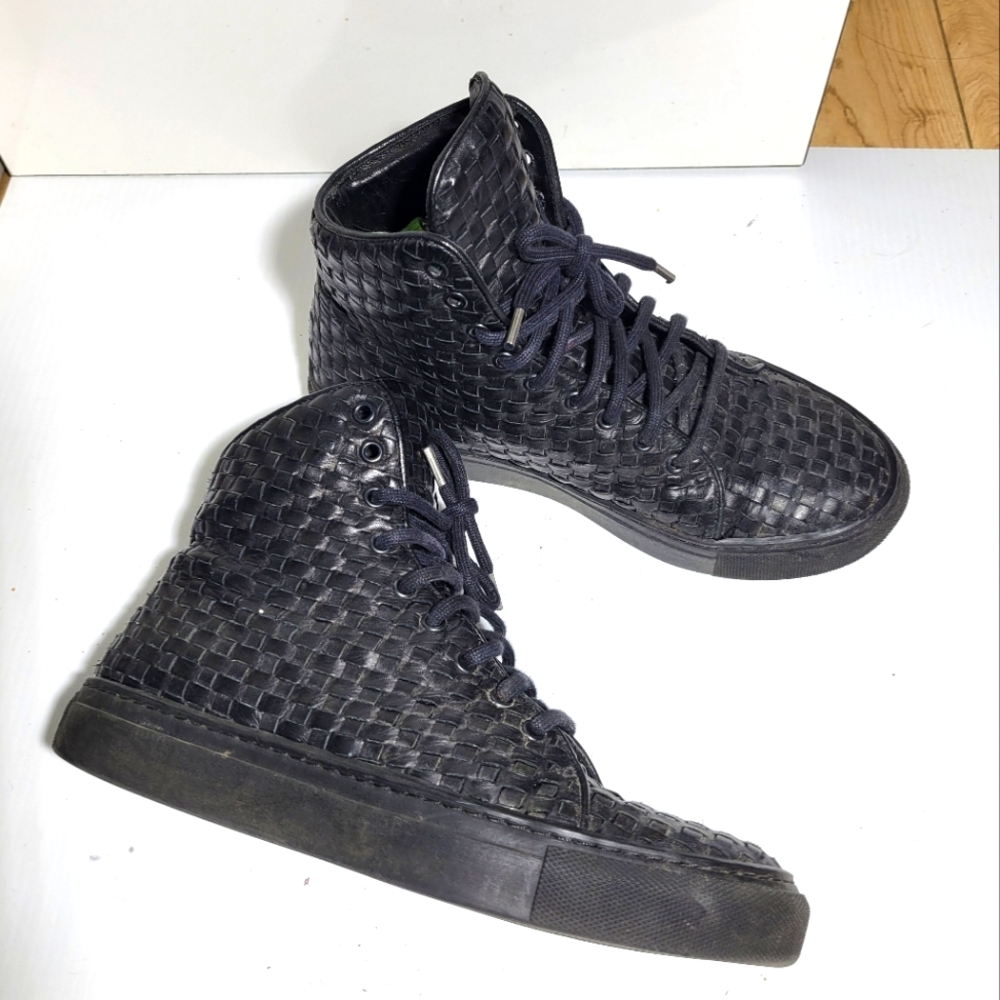 The Last Conspiracy woven leather high top sneakers black size 7